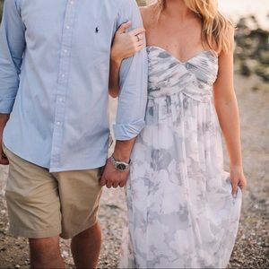 Donna Morgan “Laura” gown in gray floral